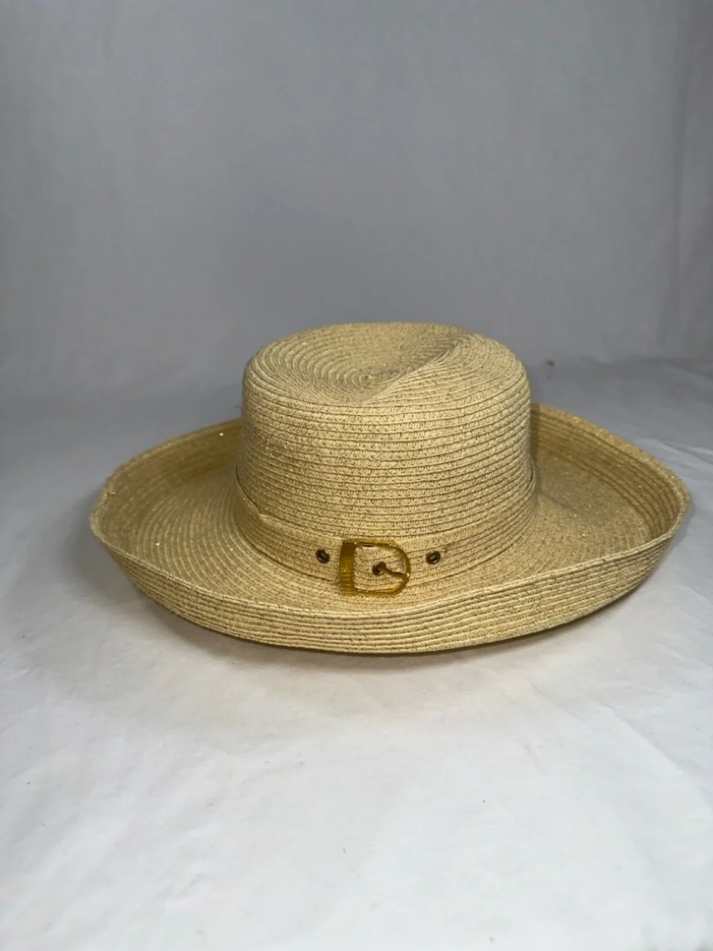 Sarasota by August Straw Boater Hat Natural Wide Brim with Buckle Boho Beach